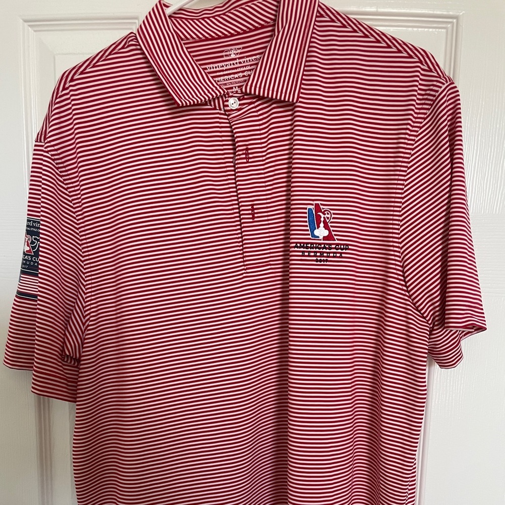 Red Striped Vineyard Vines Performance Polo